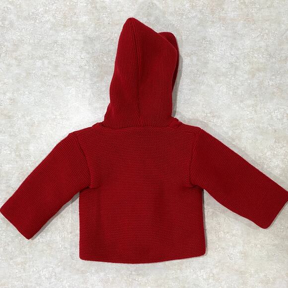 2 Knit Baby Hooded Jackets in colors yellow and red Size 12M - Picture 3 of 12
